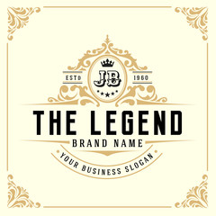 Vintage Luxury Monogram Logo Template for Banner, Label, Frame, Product Tags. Retro Emblem Banner Design. Vector illustration