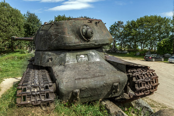 Fototapeta na wymiar Broken Soviet tank