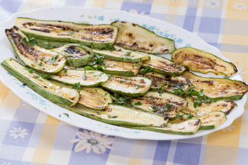 Plate of grilled zucchini