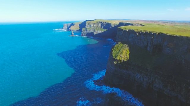 aerial view of Cliffs of Moher in Ireland. Landscape with cliffs and ocean