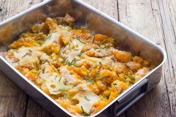 Cooking pumpkin baked with cheese
