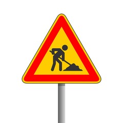 Traffic sign, attention to road work