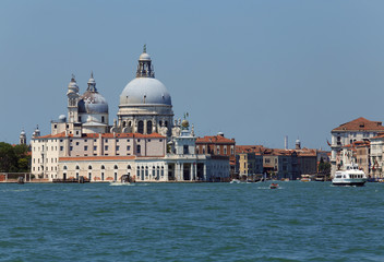 Fototapeta na wymiar Venice Italy ancient palace called Punta della Dogana and the se