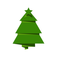 Creative Christmas tree card. Vector origami