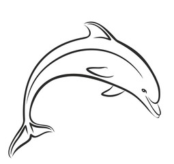 Naklejka premium dolphin Sketch in jump.
