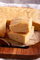 Tahini blondies, cut on slices