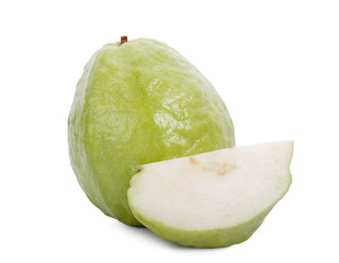 fresh guava fruit with slice isolated on white background