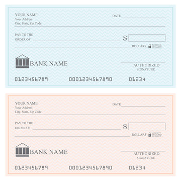 Blank bank checks or cheque book .