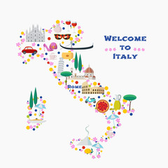 Map of Italy vector illustration, design