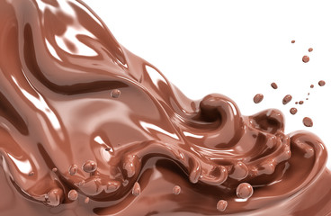 Splash chocolate 3d rendering