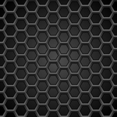 Tech geometric black background with hexagon texture
