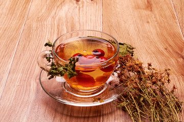 tea with yellow grass