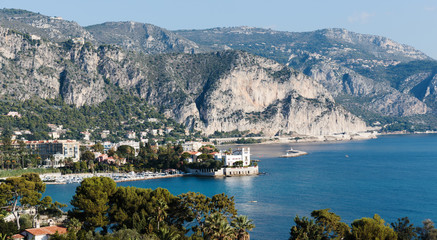 Obraz premium Panoramic view of Cote d'Azur near the town of Villefranche-sur-Mer