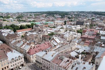 Fototapeta premium Lviv old city panoramic view