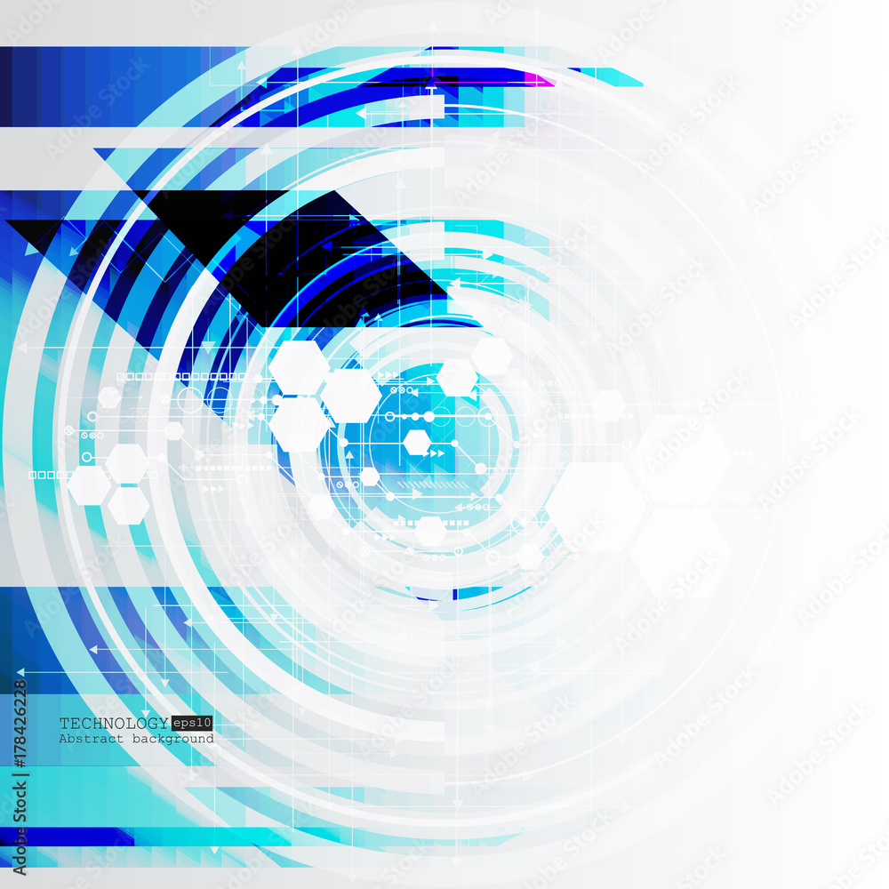 Poster abstract technology background with various technological elements. vector illustration.