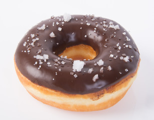 chocolate donuts on a white background