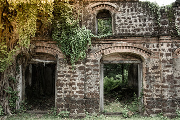 Fototapeta premium Ruins building with trees