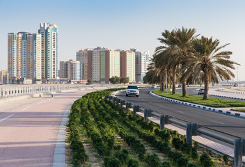 Fototapeta na wymiar A general view of the waterfront of Sharjah UAE