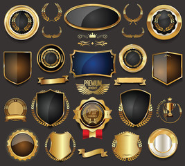 Golden sale frame badge and label vector collection  - obrazy, fototapety, plakaty