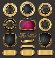 Golden sale frame badge and label vector collection 