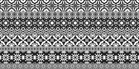 Ethnic horizontal vector pattern. Seamless navajo triangular design. Monochrome tribal textile print. American Indian background.