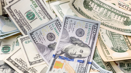 Fototapeta na wymiar US dollar bills. Close up. Financial background.