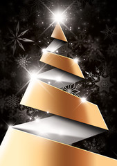 Merry christmas gold origami tree © Koletak