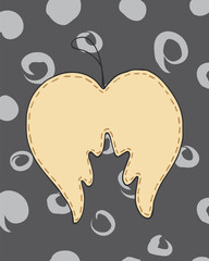 Christmas card with cute cartoon xmas angel wings