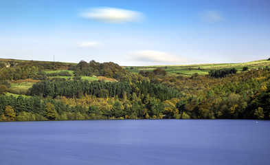 Fototapeta na wymiar long exposure of Agden reservoir, Bradfield, Yorkshire