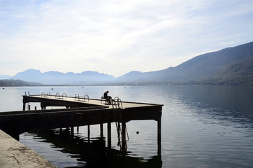 Bourget lake and mountains