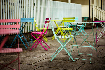 Colorful coffee chairs and tables in Norway