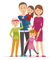 Illustration of family - 5 people family in winter