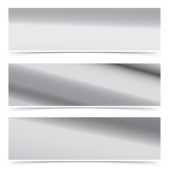 Modern web header collection with metallic silver gradient pattern