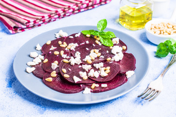 Beetroot salad with cheese