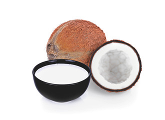 coconut milk  on white background