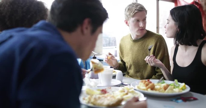 Students eating junk food