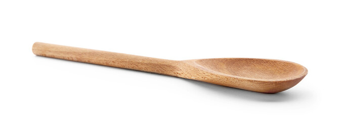 Wooden spoon on white background