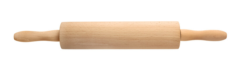 Wooden rolling pin on white background