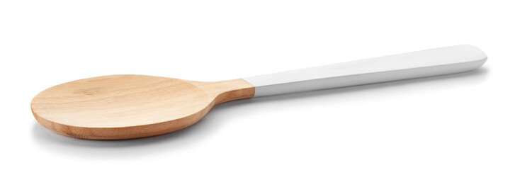 Wooden spoon on white background