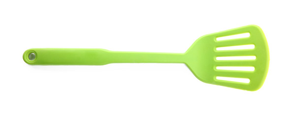 Plastic spatula on white background