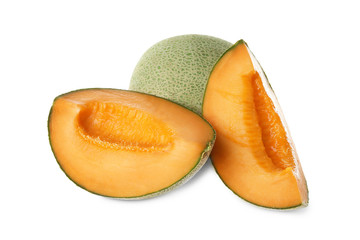 Ripe melons on white background