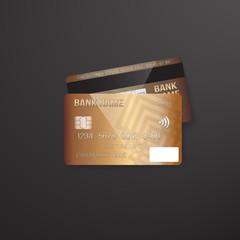 Illustration of Photorealistic Vector Credit Card on Dark Background