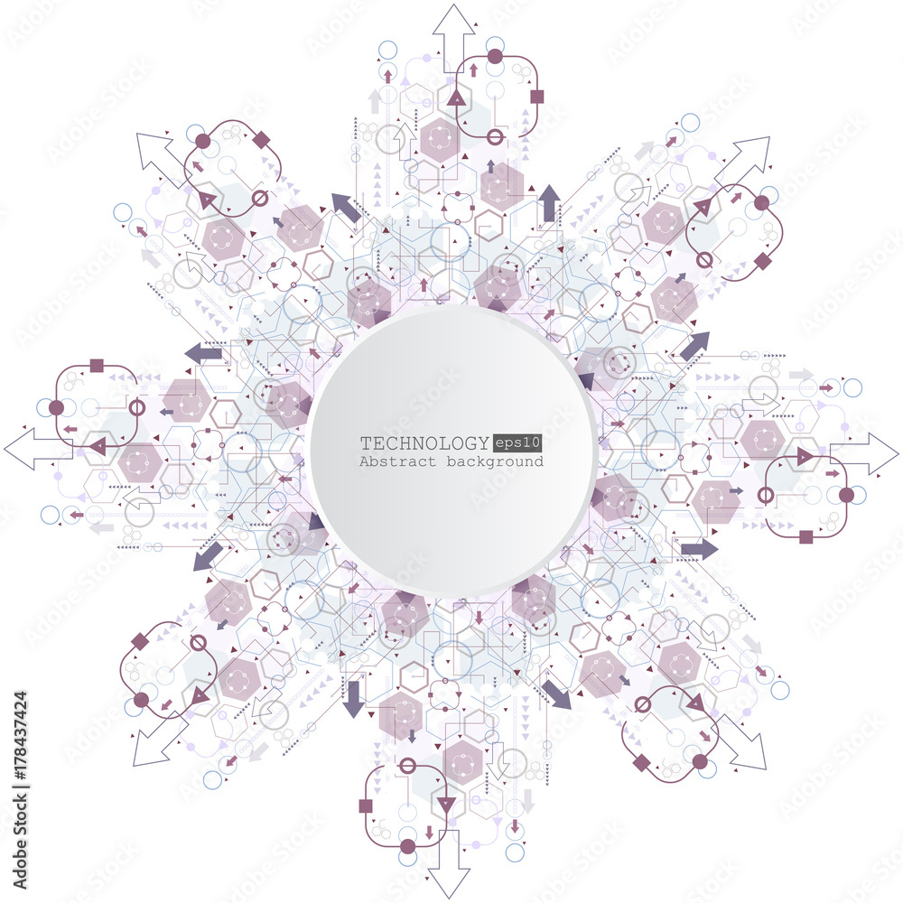 Aufkleber abstract technology background with various technological elements. vector illustration.