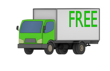 free shipping illustration simple green small truck isolated on white background