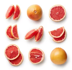 Muurstickers Fruit Verse grapefruit geïsoleerd op witte achtergrond
