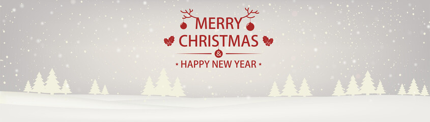 Christmas and new year snowbound white background with Christmas trees.