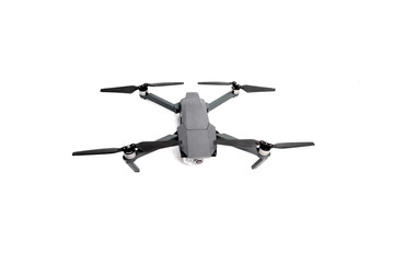 Fototapeta na wymiar Flying helicopter drone with camera. Studio shot isolated on white background.
