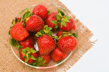 Strawberries in glass bowl