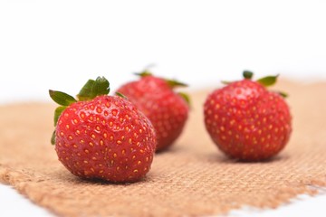 Strawberries on white background