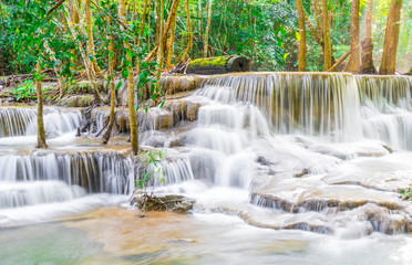 Huay Mae Kamin Waterfall at Kanchanaburi in Thailand